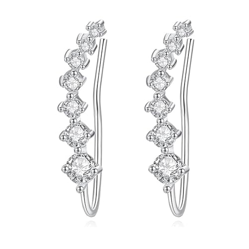 1 Paar Damen Ohrklemme Bogen mit 7 Zirkonia Strass mit Zirkonia Glitzer Strass Steinen Ear Cuff Ohrringe Ohrstecker Ohrmanschette Ohr Kletterer für Frauen Mädchen von FSYXK