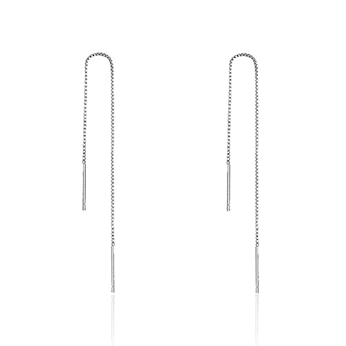 1 Paar Einfädler Ohrringe für Frauen Damen - 925 Sterling Silber Hängend Lange Quaste Stäbchen Durchzieher - Kugel Bar Minimalismus Tropfen Quasten Ketten von FSYXK