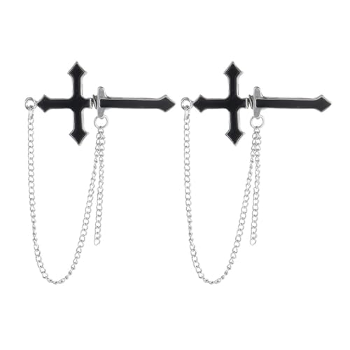 1 Paar Punk Stil Kreuz Ohrstecker Mode Schwarz Kletterer Kette Anhänger Anhänger Rock Ohrringe, Kette Klinge Schwertscheide Ohrstecker Ohrringe von FSYXK