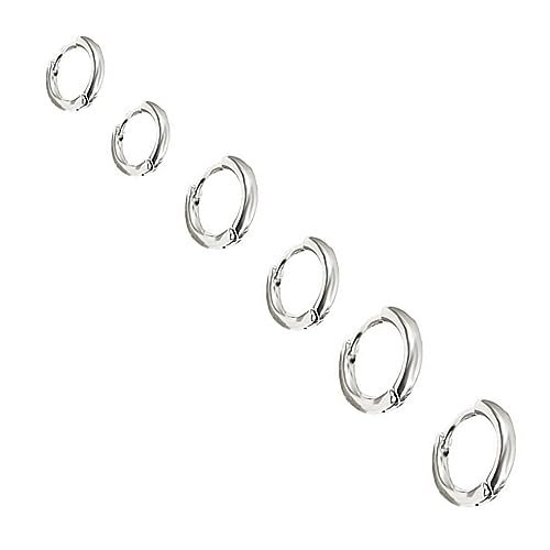 3 Paar Silber Damen Ohrringe Silber Hypoallergen Klein Schlafen Creolen Ohrringe Set Für Mädchen 8mm 10mm 12mm von FSYXK