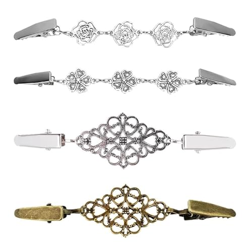4 Stück Vintage Pullover Schal Clips Retro Strickjacke Kragen Clips Hemd Brosche Clips für Frauen Mädchen Tragen von FSYXK