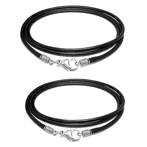 FSYXK 2 stück Lederhalsband, lässige Leder Halskette für Anhänger, handgefertigt aus 925 Sterling-Silber von FSYXK