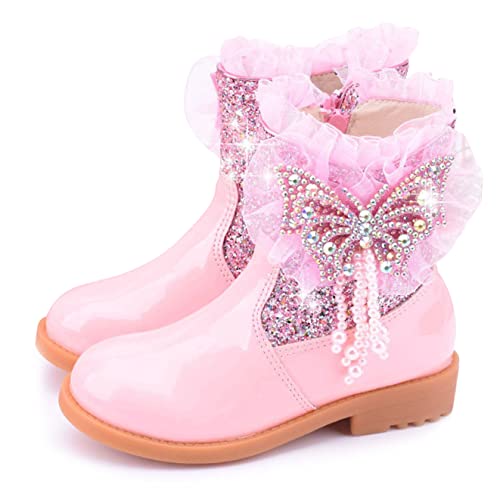 FStory&Winyee Kinder Winterstiefel ELSA Schuhe Mädchen Prinzessin Stiefel Schneestiefel mit Warmem Gefüttert Futter Lederstiefel Outdoor Boot Schlupfstiefel Eiskönigin Kostüm Karneval Party von FStory&Winyee