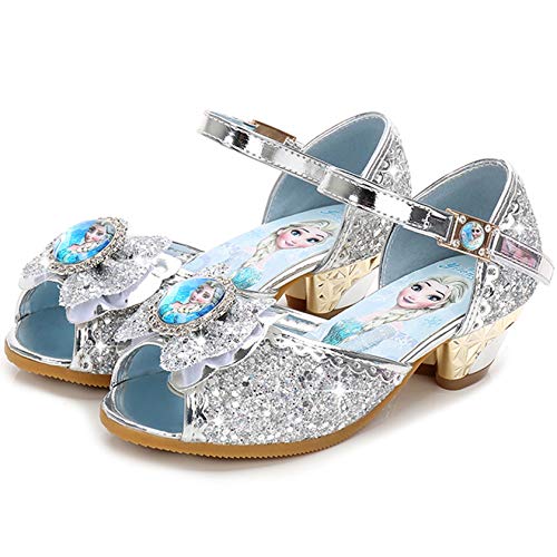 FStory&Winyee Mädchen Prinzessin Sandalen Absatz Kinder Elsa Schuhe High Heel Partei Glitzer Kristall Mädchen Eiskönigin Kostüm Karneval Verkleidung Party Aufführung Fasching Tanzball, Silber, 33 FStory&Winyee Mädchen Prinzessin Sandalen Absatz Kinder Elsa Schuhe High Heel Partei Glitzer Kristall Mädchen Eiskönigin Kostüm Karneval Verkleidung Party Aufführung Fasching Tanzball, Silber, 33 von FStory&Winyee