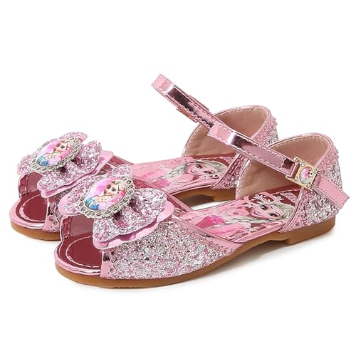 FStory&Winyee Mädchen Prinzessin Sandalen Kinder Elsa Schuhe Partei Glitzer Kristall Schuhe Mädchen Kostüm Zubehör Karneval Verkleidung Party Aufführung Fasching Tanzball 3-11 Jahre, Rosa, 27 von FStory&Winyee