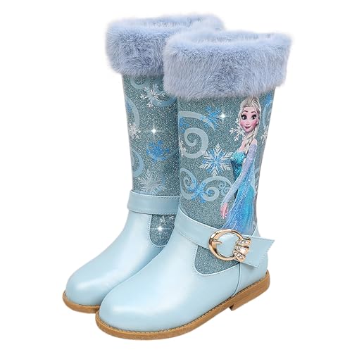 FStory&Winyee Mädchen Prinzessin Sandalen mit Absatz Kinder ELSA Schuhe Partei Glitzer Kristall Mädchen Karneval Verkleidung Party Aufführung Fasching Tanzball, Blau, 29 EU von FStory&Winyee