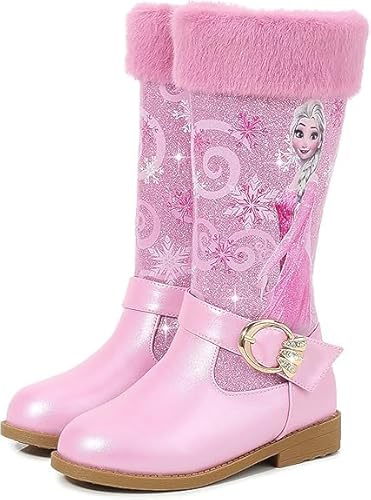 FStory&Winyee Mädchen Prinzessin Sandalen mit Absatz Kinder ELSA Schuhe Partei Glitzer Kristall Mädchen Kostüm Zubehör Karneval Verkleidung Party Aufführung Fasching Tanzball, Pink, 25 EU von FStory&Winyee