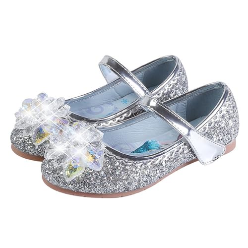 FStory&Winyee Mädchen Prinzessin Schuhe Ballerina Kinder ELSA Sandalen Partei Glitzer Kristall Schuhe Ansatz Prinzessin Eiskönigin Kostüm Zubehör Karneval Verkleidung Party Aufführung Fasching 25-35 von FStory&Winyee