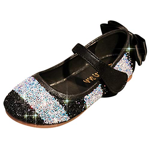 FStory&Winyee Mädchen Prinzessin Schuhe Festlich Regenbogen Streifen Glitzer Ballerinas Partei Pailletten Sandalen Bunt Flach Tanzschuhe Schleife Hochzeit Aufführung Faschingskostüm von FStory&Winyee