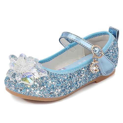 FStory&Winyee Mädchen Prinzessin Schuhe Kinder Cinderella Sandalen Partei Glitzer Kristall Schuhe Mädchen Kostüm Zubehör Karneval Verkleidung Party Aufführung Fasching Tanzball Groß, Blau, 22 von FStory&Winyee