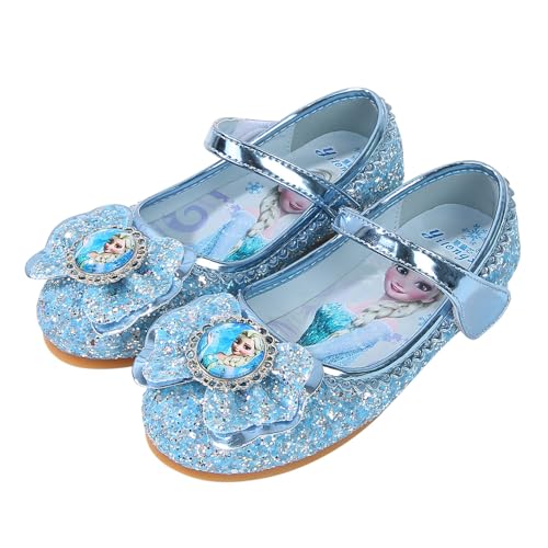 FStory&Winyee Mädchen Prinzessin Schuhe Kinder ELSA Sandalen Partei Glitzer Kristall Schuhe Mädchen Kostüm Zubehör Karneval Verkleidung Party Aufführung Fasching Tanzball, Blau, 23 EU von FStory&Winyee