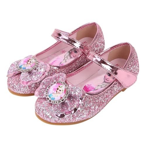 FStory&Winyee Mädchen Prinzessin Schuhe Kinder ELSA Sandalen Partei Glitzer Kristall Schuhe Mädchen Kostüm Zubehör Karneval Verkleidung Party Aufführung Fasching Tanzball, Pink, 24 EU von FStory&Winyee