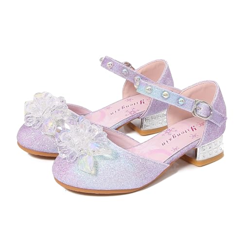 FStory&Winyee Mädchen Prinzessin Schuhe mit Absatz Glitzer Pailletten Sandalen Sommer Heels für Weihnachten Geburtstagsfeiern Schule Verkleidung Cosplay Rollenspiele Karneval, Lila, 33 von FStory&Winyee