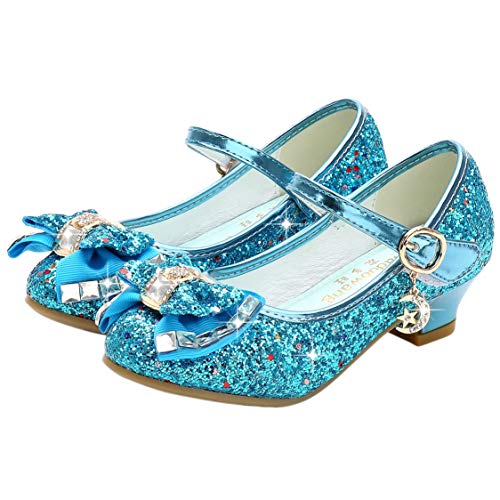 FStory&Winyee Mädchen Schuhe Festlich Kinder Prinzessin Schuhe Partei Absatz Ballerina ELSA Sandalen Glitzer Kristall Schuhe Mädchen Kostüm Zubehör Karneval Party Aufführung Fasching Tanzball 26-38 von FStory&Winyee