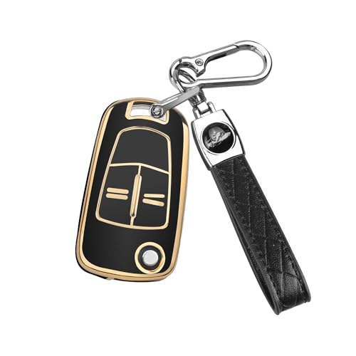 FT Funtor Auto Schlüsselkarte Fall für Vauxhall,TPU Schlüsselanhänger Auto Schlüsselabdeckungen,Flip Klappschlüssel Shell Fall Fob kompatibel mit 2-Knopf Vauxhall Corsa Astra Vectra Signum(schwarz) von FT FUNTOR