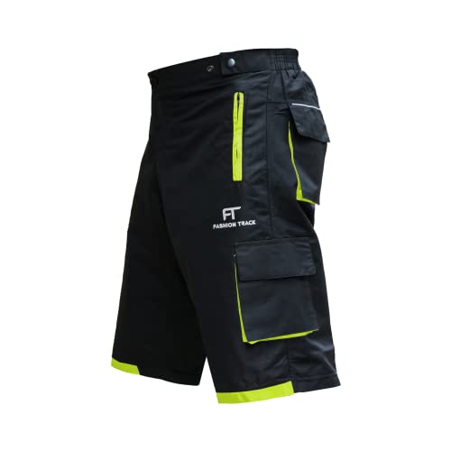 Fashion Track MTB Shorts – Innen gepolstert, Baggy, atmungsaktive Herren Mountainbike Shorts – 6 Taschen Fahrradhose für Radfahren, Laufen, Wandern und Outdoor-Lifestyle, schwarz / grün, XL Fashion Track MTB Shorts – Innen gepolstert, Baggy, atmungsaktive Herren Mountainbike Shorts – 6 Taschen Fahrradhose für Radfahren, Laufen, Wandern und Outdoor-Lifestyle, schwarz / grün, XL von FT Fashion Track