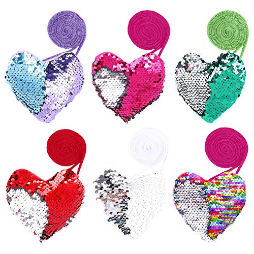 FT-SHOP Pailletten Geldbörse Herzförmige Kinder Portemonnaie Mini Crossbody Taschen für Geburtstag Geschenk Mitgebsel für Kinder Mädchen 6 Stücke FT-SHOP Pailletten Geldbörse Herzförmige Kinder Portemonnaie Mini Crossbody Taschen für Geburtstag Geschenk Mitgebsel für Kinder Mädchen 6 Stücke von FT-SHOP
