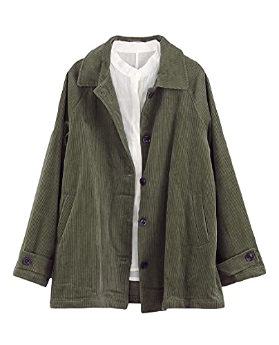 FTCayanz Damen Bluse Jacke Cordjacke Herbst Hemdjacke Übergangsjacke Elegant Langarm Shirt Mantel Armeegrün 2XL FTCayanz Damen Bluse Jacke Cordjacke Herbst Hemdjacke Übergangsjacke Elegant Langarm Shirt Mantel Armeegrün 2XL von FTCayanz