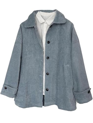 FTCayanz Damen Bluse Jacke Cordjacke Herbst Hemdjacke Übergangsjacke Elegant Langarm Shirt Mantel Grau Blau M FTCayanz Damen Bluse Jacke Cordjacke Herbst Hemdjacke Übergangsjacke Elegant Langarm Shirt Mantel Grau Blau M von FTCayanz