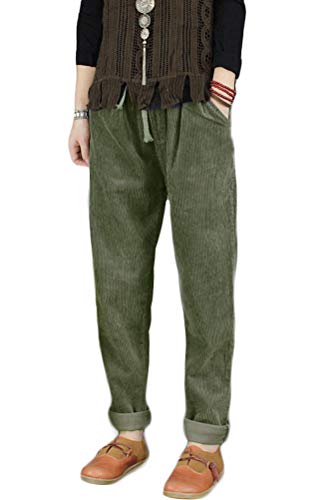 FTCayanz Damen Cordhose Haremshose Elastischer Bund Lange Hosen Freizeithose mit Tunnelzug Armeegrün XXL FTCayanz Damen Cordhose Haremshose Elastischer Bund Lange Hosen Freizeithose mit Tunnelzug Armeegrün XXL von FTCayanz