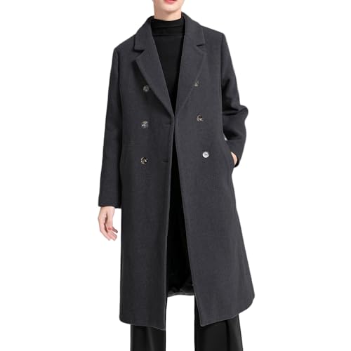 FTCayanz Damen Wintermantel Lang Wollmantel Trenchcoat Klassischer Zweireihiger Reversmantel Winterjacke Knie-Länge Schwarz XL FTCayanz Damen Wintermantel Lang Wollmantel Trenchcoat Klassischer Zweireihiger Reversmantel Winterjacke Knie-Länge Schwarz XL von FTCayanz