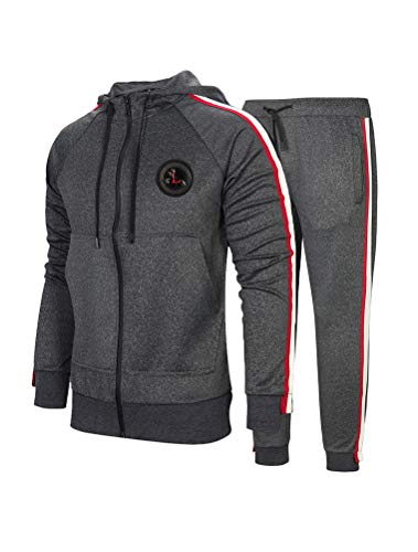 FTCayanz Herren Trainingsanzug Jogginganzug Sportanzug Männer Jogging Anzug Sweatshirt Hose 2-Dunkelgrau XXL von FTCayanz