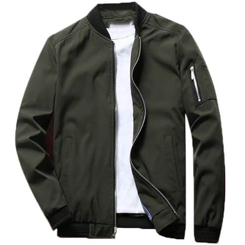 FTCayanz Herren Übergangsjacke Bomberjacke Leichte Blouson Jacke Sommer Stehkragen Windbreaker Jacken Grün L von FTCayanz