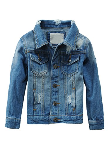 FTCayanz Mädchen Jungen Baby Beiläufig Stilvoll Frühling Herbst Jeans Denim Coats Mantel Kinder Jeansjacke Art 2-Blau 4-5 Jahre/Körpergröße 110-120 von FTCayanz