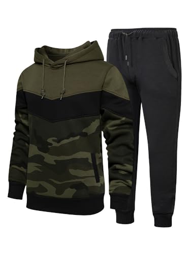 FTCayanz Trainingsanzug Herren Jogginganzug Set Sportanzug Langarm Freizeitanzug Hausanzug Männer Tracksuit für Gym Sport Outdoor Army Green XL von FTCayanz