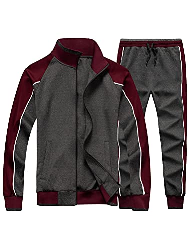 FTCayanz Trainingsanzug Herren Sportanzug Jogginganzug Männer Langarm Anzug Fitness Sporthose Freizeitanzug Grau M von FTCayanz