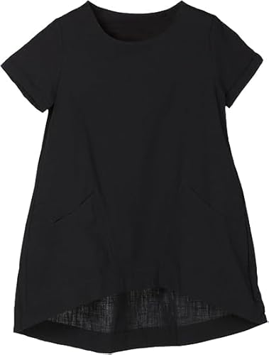 FTCayanz Tunika Damen Kurzarm Bluse Sommer Rundhals Elegant Leinen Oberteil Longbluse Longshirt Lässig Für Leggings Schwarz M FTCayanz Tunika Damen Kurzarm Bluse Sommer Rundhals Elegant Leinen Oberteil Longbluse Longshirt Lässig Für Leggings Schwarz M von FTCayanz