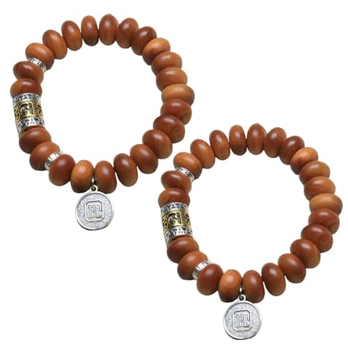 FTEAEYJLH Cliff-Zypressen-Armband, Cliff-Zypressenholz Gepaart, Handgefertigtes Cliff-Zypressenholz-Armband – Reichtumsmeditation Fu-Markenschmuck Für Frauen Und Männer (#2PC) von FTEAEYJLH