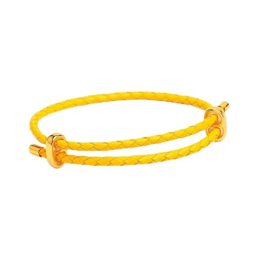 FTPZTINX Lederarmband Damen,3 Mm Verstellbares Handgewebtes Modisches Lederseilarmband, Großes Lochperlenseil, Einfaches Lederarmband, Für Frauen Und Männer, Gelb FTPZTINX Lederarmband Damen,3 Mm Verstellbares Handgewebtes Modisches Lederseilarmband, Großes Lochperlenseil, Einfaches Lederarmband, Für Frauen Und Männer, Gelb von FTPZTINX