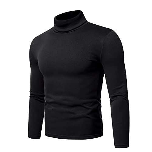 FTRGHNY Herren-Pullover, langärmelig, mit Rollkragen, vielseitig, Schwarz , M von FTRGHNY