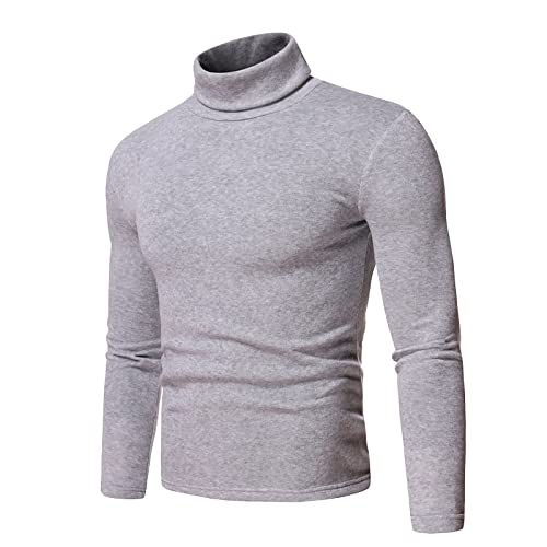 FTRGHNY Herren-Pullover, langärmelig, mit Rollkragen, vielseitig, grau, L von FTRGHNY