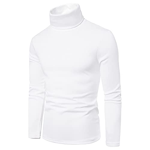 FTRGHNY Herren-Pullover, langärmelig, mit Rollkragen, vielseitig, weiß, L von FTRGHNY