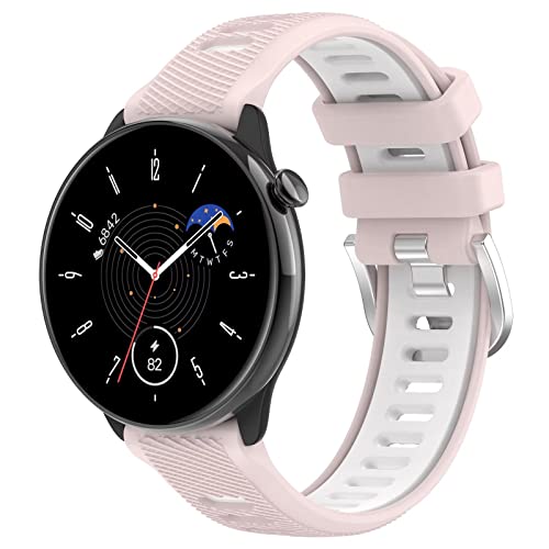 FTRONGRT 18mm Uhrenarmband Kompatibel mit Garmin Vivoactive 4S, Weiches Silikonarmband, Ersatzarmband für Garmin Vivoactive 4S. Rosa Weiß von FTRONGRT