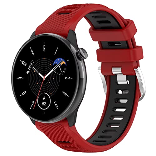 FTRONGRT 18mm Uhrenarmband Kompatibel mit Garmin Vivoactive 4S, Weiches Silikonarmband, Ersatzarmband für Garmin Vivoactive 4S. Rot Schwarz von FTRONGRT