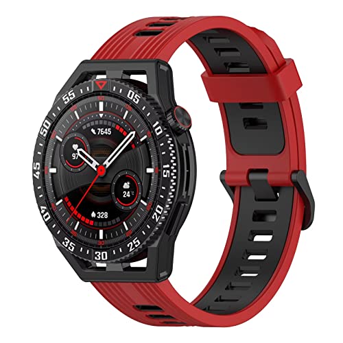 FTRONGRT 22mm Uhrenarmband Kompatibel mit Realme Watch S, Weiches Silikonarmband, Ersatzarmband für Realme Watch S- Rot Schwarz von FTRONGRT