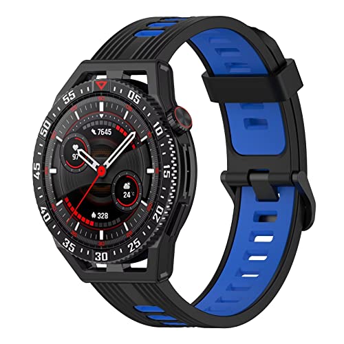 FTRONGRT 22mm Uhrenarmband Kompatibel mit Realme Watch S, Weiches Silikonarmband, Ersatzarmband für Realme Watch S- Schwarz Blau von FTRONGRT