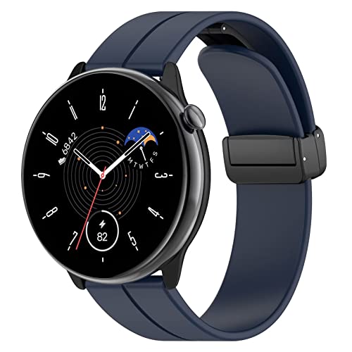 FTRONGRT 22mm Uhrenarmband Kompatibel mit Xiaomi Watch S2, Weiches Silikonarmband, Ersatzarmband für Xiaomi Watch S2-Schwarze Schnalle Mitternachtsblau von FTRONGRT