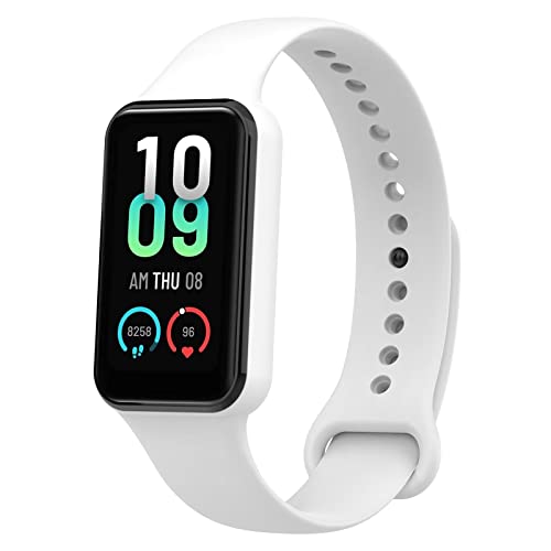 FTRONGRT Uhrenarmband Kompatibel mit Amazfit Band 7, Weiches Silikonarmband, Ersatzarmband für Amazfit Band 7 - Weiss von FTRONGRT