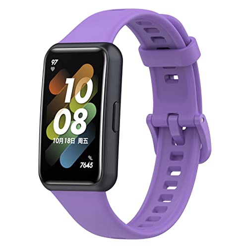 FTRONGRT Uhrenarmband Kompatibel mit Huawei Band 7, Weiches Silikonarmband, Ersatzarmband für Huawei Band 7.Lila Purpur von FTRONGRT