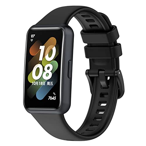 FTRONGRT Uhrenarmband Kompatibel mit Huawei Band 7, Weiches Silikonarmband, Ersatzarmband für Huawei Band 7.Schwarz von FTRONGRT