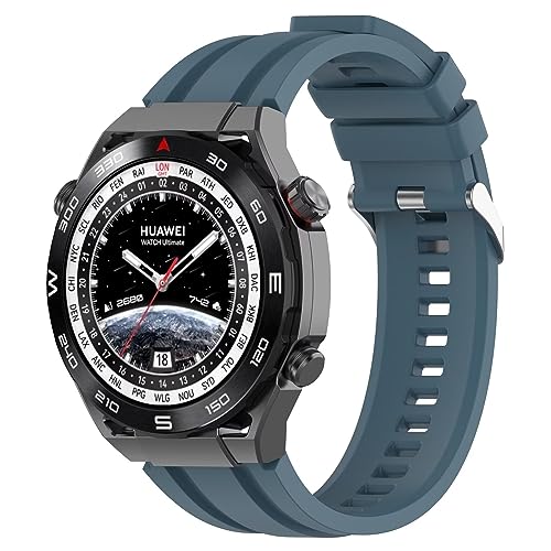 FTRONGRT Uhrenarmband Kompatibel mit Huawei Watch Ultimate, Weiches Silikonarmband, Ersatzarmband für Huawei Watch Ultimate Felsblau von FTRONGRT