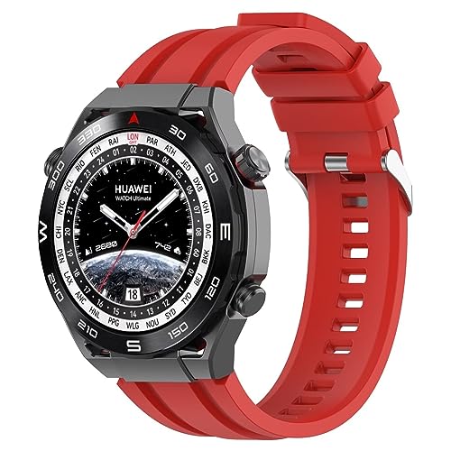 FTRONGRT Uhrenarmband Kompatibel mit Huawei Watch Ultimate, Weiches Silikonarmband, Ersatzarmband für Huawei Watch Ultimate Rot von FTRONGRT