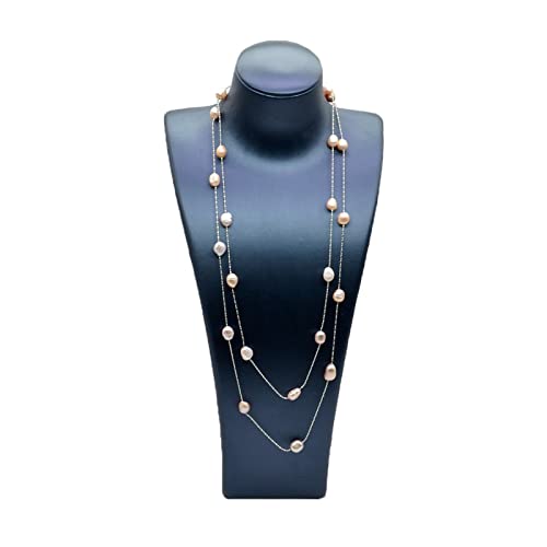 FTTAODFY Barocke lange Halskette natürliche Süßwasserperle mehrfarbig unregelmäßige Form langes Kleid Zubehör Damen lange Perlenkette erfüllen (Color : 120, Size : White) von FTTAODFY