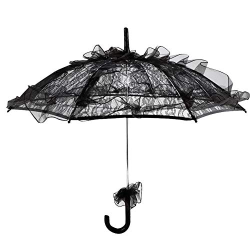 FTVOGUE Schwarze Farbe Spitze Regenschirm Sonnenschirm für Dame Frauen Party Decor Tanzen Fotografie von FTVOGUE