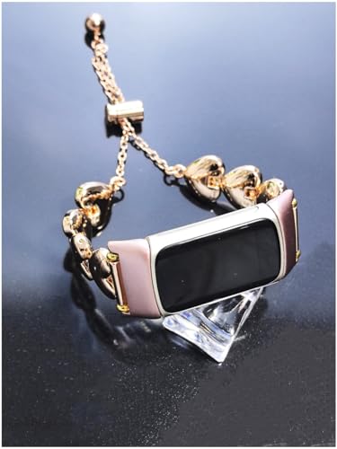FTWIND Kompatibel mit Fitbit Charge 5 / 6 Armband für Frauen – Rotgoldenes Herzglieder-Design, von Schmuck inspiriertes, verstellbares Armband für kleine Handgelenke – elegantes Statement-Stück für FTWIND Kompatibel mit Fitbit Charge 5 / 6 Armband für Frauen – Rotgoldenes Herzglieder-Design, von Schmuck inspiriertes, verstellbares Armband für kleine Handgelenke – elegantes Statement-Stück für von FTWIND
