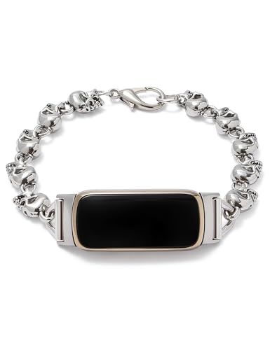FTWIND Kompatibel mit Fitbit Luxe Punk Rock Skull Band, Emo Gothic Style Edelstahl Ersatzarmband für Damen und Herren Metallkette Armband für Fitbit Luxe Smart Fitness Tracker passend für 15,2 cm FTWIND Kompatibel mit Fitbit Luxe Punk Rock Skull Band, Emo Gothic Style Edelstahl Ersatzarmband für Damen und Herren Metallkette Armband für Fitbit Luxe Smart Fitness Tracker passend für 15,2 cm von FTWIND